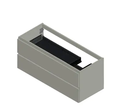KL11832R Kivu wastafelonderkast met 2 laden greeploos rechtse uitsnijding  1200 x 475 x 520 mm - wit