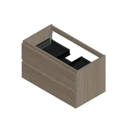 KL11921 Kivu wastafelonderkast met 2 lades greeploos 900 x 475 x 520 mm - smoked oak - centrale uitsnijding