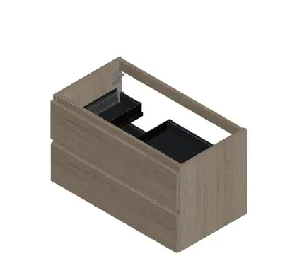 KL11921L Kivu wastafelonderkast met 2 lades greeploos 900 x 475 x 520 mm - smoked oak - linkse uitsnijding