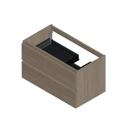 KL11921R Kivu wastafelonderkast met 2 lades greeploos 900 x 475 x 520 mm - smoked oak - rechtse uitsnijding