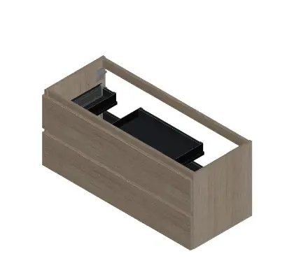 KL11931 Kivu wastafelonderkast met 2 lades greeploos 1200 x 475 x 520 mm - smoked oak - dubbele uitsnijding