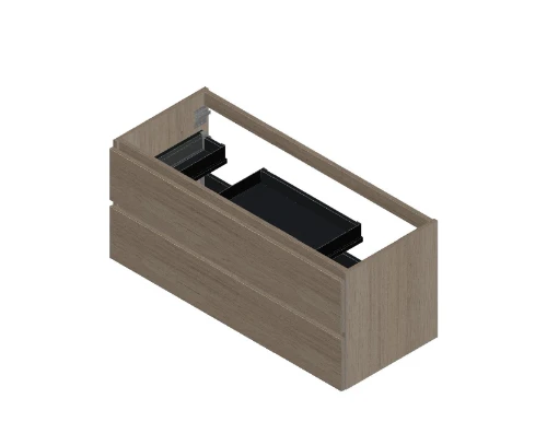 Kivu wastafelonderkast met 2 lades greeploos 1200 x 475 x 520 mm - smoked oak - dubbele uitsnijding KL11931