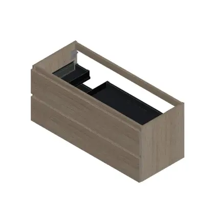KL11931L Kivu wastafelonderkast met 2 lades greeploos 1200 x 475 x 520 mm - smoked oak - linkse uitsnijding