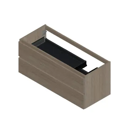 KL11931R Kivu wastafelonderkast met 2 lades greeploos 1200 x 475 x 520 mm - smoked oak - rechtse uitsnijding