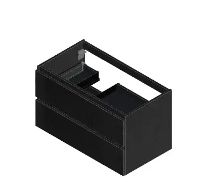 KL2187L Kivu wastafelonderkast met 2 lades greeploos 900 x 475 x 520 mm - raven oak - linkse uitsnijding