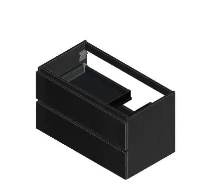 KL2187R Kivu wastafelonderkast met 2 lades greeploos 900 x 475 x 520 mm - raven oak - rechtse uitsnijding