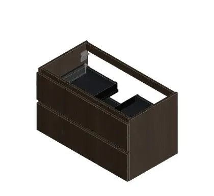 KL2197 Kivu wastafelonderkast met 2 lades greeploos 900 x 475 x 520 mm - lungo - centrale uitsnijding