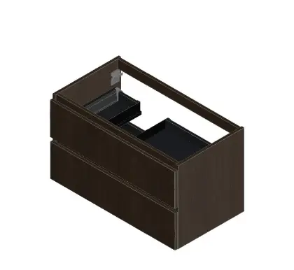 KL2197L Kivu wastafelonderkast met 2 lades greeploos 900 x 475 x 520 mm - lungo - linkse uitsnijding
