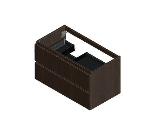 KL2197L Kivu wastafelonderkast met 2 lades greeploos 900 x 475 x 520 mm - lungo - linkse uitsnijding