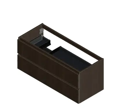 KL2198L Kivu wastafelonderkast met 2 lades greeploos 1200 x 475 x 520 mm - lungo - linkse uitsnijding