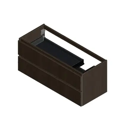 KL2198R Kivu wastafelonderkast met 2 lades greeploos 1200 x 475 x 520 mm - lungo - rechtse uitsnijding