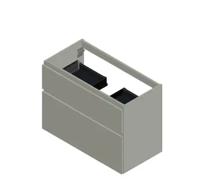 KL2961 Klaire 65 - wastafelonderkast met 2 laden 900 x 435 x 650 mm - uitsparing in het midden - wit