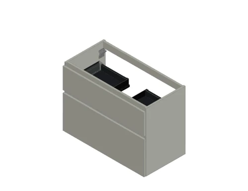 Klaire 65 - wastafelonderkast met 2 laden 900 x 435 x 650 mm - uitsparing in het midden - wit KL2961
