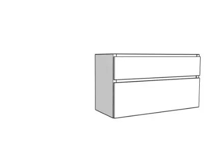KL2963 Klaire 65 - wastafelonderkast met 2 laden 1200 x 435 x 650 mm - uitsparing in het midden - wit