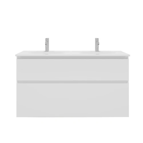Klaire 65 - wastafelonderkast met 2 laden 1200 x 435 x 650 mm - 2 uitsparingen - wit KL2964