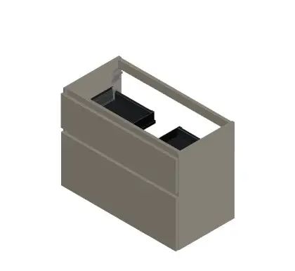 KL3021 Klaire 65 - wastafelonderkast met 2 laden 900 x 435 x 650 mm - uitsparing in het midden - soft