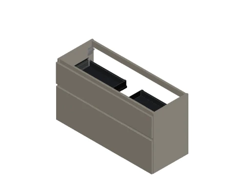 KL3023 Klaire 65 - wastafelonderkast met 2 laden 1200 x 435 x 650 mm - uitsparing in het midden - soft