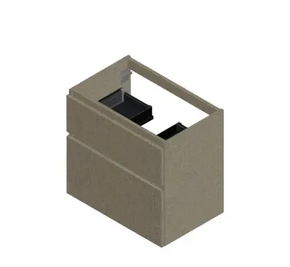 KL3071 Klaire 65 - wastafelonderkast met 2 laden 700 x 435 x 650 mm - uitsparing in het midden - linnen