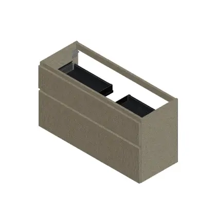 KL3075 Klaire 65 - wastafelonderkast met 2 laden 1200 x 435 x 650 mm - uitsparing in het midden - linnen