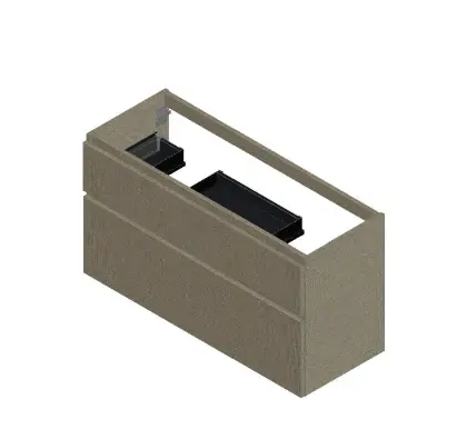 KL3076 Klaire 65 - wastafelonderkast met 2 laden 1200 x 435 x 650 mm - 2 uitsparingen - linnen