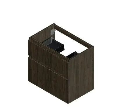 KL3175 Klaire 65 - wastafelonderkast met 2 laden 700 x 435 x 650 mm - uitsparing in het midden - walnut