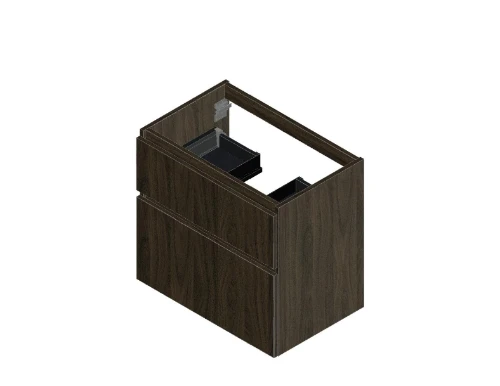 Klaire 65 - wastafelonderkast met 2 laden 700 x 435 x 650 mm - uitsparing in het midden - walnut KL3175