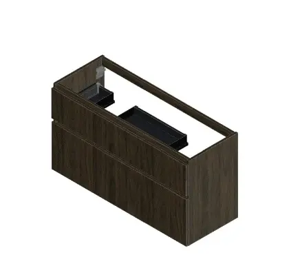 KL3180 Klaire 65 - wastafelonderkast met 2 laden 1200 x 435 x 650 mm - 2 uitsparingen - walnut