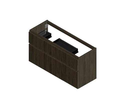 KL3180 Klaire 65 - wastafelonderkast met 2 laden 1200 x 435 x 650 mm - 2 uitsparingen - walnut
