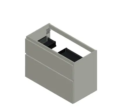 KL3233 Klaire 65 - wastafelonderkast met 2 laden 900 x 435 x 650 mm - uitsparing links  - wit