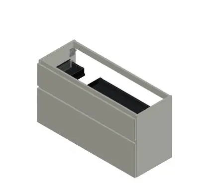 KL3235 Klaire 65 - wastafelonderkast met 2 laden 1200 x 435 x 650 mm - uitsparing links - wit