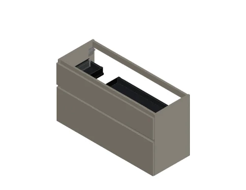 Klaire 65 - wastafelonderkast met 2 laden 1200 x 435 x 650 mm - uitsparing links - soft KL3254