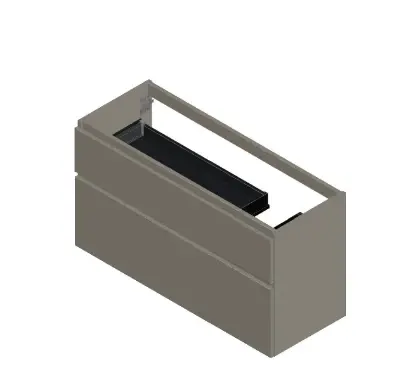 KL3257 Klaire 65 - wastafelonderkast met 2 laden 1200 x 435 x 650 mm - uitsparing rechts - soft