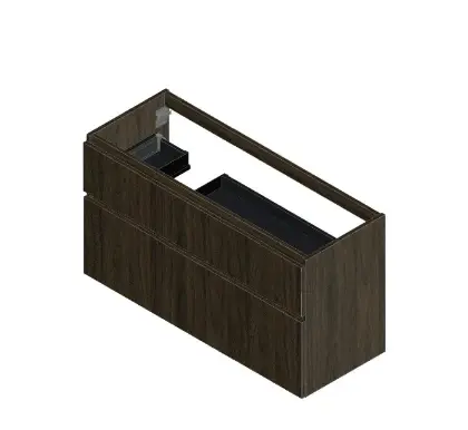 KL3292 Klaire 65 - wastafelonderkast met 2 laden 1200 x 435 x 650 mm - uitsparing links - walnut