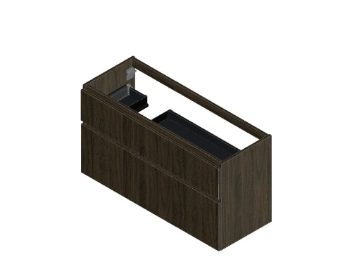 Klaire 65 - wastafelonderkast met 2 laden 1200 x 435 x 650 mm - uitsparing links - walnut KL3292