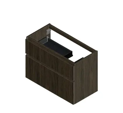 KL3293 Klaire 65 - wastafelonderkast met 2 laden 900 x 435 x 650 mm - uitsparing rechts - walnut