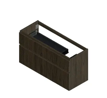KL3295 Klaire 65 - wastafelonderkast met 2 laden 1200 x 435 x 650 mm - uitsparing rechts - walnut