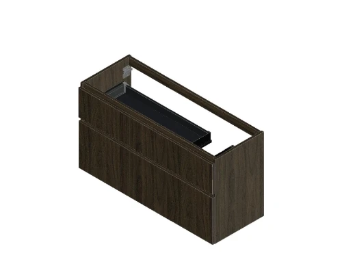 Klaire 65 - wastafelonderkast met 2 laden 1200 x 435 x 650 mm - uitsparing rechts - walnut KL3295