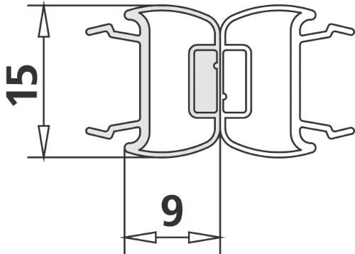 Kermi 2534770 Kermi 1 magneetprofiel 180° voor deur Lengte past tot standaard hoogte 2000 mm