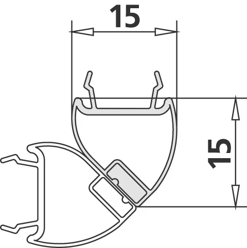 Kermi 2534972 Kermi 1 magneetprofiel 90° rechts voor hoekinstap 2-delig zonder bodemprofiel ( Lengte past tot standaard hoogte 2000 mm