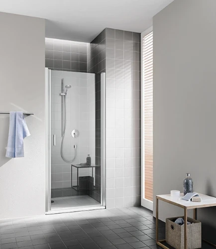 Kermi CC1WR09020VPK Kermi Cada XS 1WR draaideur 900 x 2000 mm - verstelbaarheid 860-910 mm - veiligheidsglas ESG helder Clean - binnen/buiten open scharnier rechts - profiel : zilver hoogglans