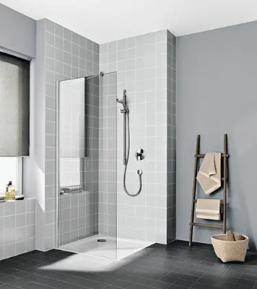 Kermi CCTWF10020VPK Kermi Cada XS TWF douchewand 1000 x 2000 mm - verstelbaarheid 975-1000 mm - veiligheidsglas ESG helder Clean - profiel : zilver hoogglans
