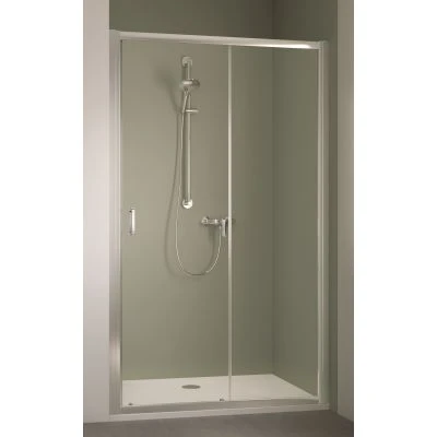 Kermi STG2D14019VPK Kermi Stina G2D schuifdeur 1400 x 1950 mm - verstelbaarheid 1360-1410 mm - SIHG ESG helder Clean 2-delig met vast segment - profiel : zilver hoogglans