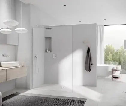 Kermi XCWIO140201AK Kermi Walk-In XC WIO Walk-in douchewand 1400 x 2000 mm - verstelbaarheid 1380-1390 mm - SIMG ESG helder Wall - profiel : zilver matglans