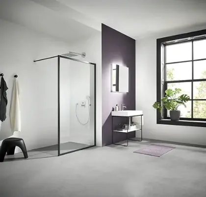 Kermi XDWW4120203PK Kermi Walk-In XD WW4 Walk-in douchewand 1200 x 2000 mm - verstelbaarheid 1180-1200 mm - SWS ESG helder Clean Wall - profiel : zwart soft