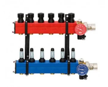 Komfort Collector voor vloerverwarming kunststof Komfort SBK 4010 1" + 10 x 3/4" met ontluchting