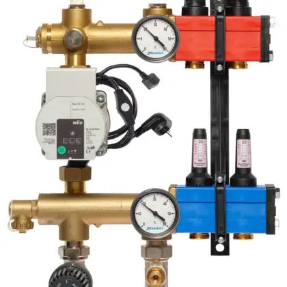 Komfort Collector voor vloerverwarming kunststof Komfort SBK 4802 1/2" + 2 x 3/4" met ontluchting