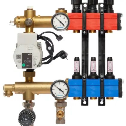 Komfort Collector voor vloerverwarming kunststof Komfort SBK 4802 1/2" + 3 x 3/4" met ontluchting