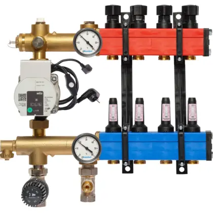 Komfort Collector voor vloerverwarming kunststof Komfort SBK 4802 1/2" + 4 x 3/4" met ontluchting