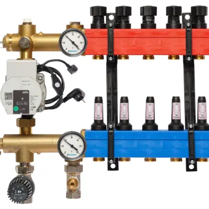 Komfort Collector voor vloerverwarming kunststof Komfort SBK 4802 1/2" + 5 x 3/4" met ontluchting