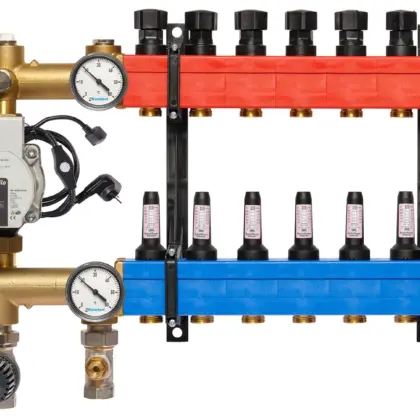 Komfort Collector voor vloerverwarming kunststof Komfort SBK 4802 1/2" + 7 x 3/4" met ontluchting